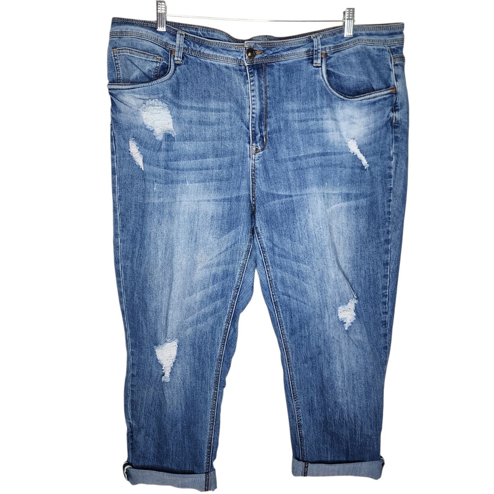 Dollhouse Charley Distressed Blue Jeans Skinny Cropped Ankle Plus Size 24